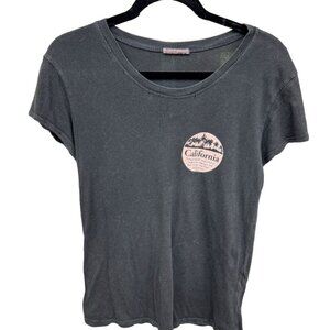 BRANDY MELVILLE 💙 JOHN GALT Black cotton CALIFORNIA circle logo t-shirt/top.